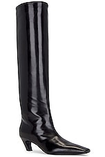 KHAITE Davis Knee High Boots in Black, view 2, click to view large image.