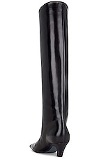 KHAITE Davis Knee High Boots in Black, view 3, click to view large image.
