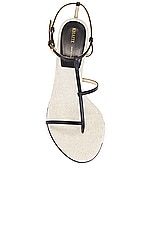 KHAITE Jones T-strap 75 Sandal in Black & Natural, view 4, click to view large image.