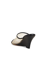 KHAITE Marion Wedge Mule Sandal in Black & Nude, view 3, click to view large image.