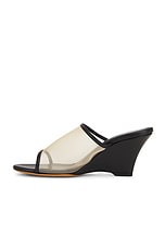 KHAITE Marion Wedge Mule Sandal in Black & Nude, view 5, click to view large image.