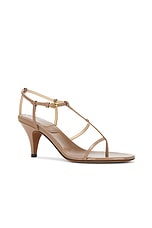KHAITE Jones T-strap 75 Heel Sandal in Mud, view 2, click to view large image.