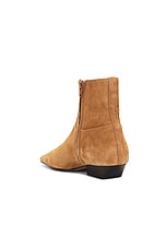 KHAITE Marfa Flat Ankle Boot in Camel, view 3, click to view large image.