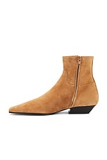 KHAITE Marfa Flat Ankle Boot in Camel, view 5, click to view large image.