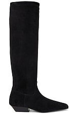 KHAITE Marfa Flat Knee High Boot in Black, view 1, click to view large image.