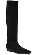 KHAITE Marfa Flat Knee High Boot in Black, view 2, click to view large image.