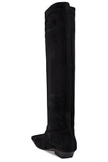 KHAITE Marfa Flat Knee High Boot in Black, view 3, click to view large image.