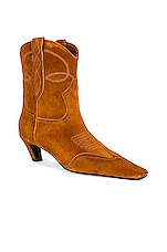 KHAITE Dallas Ankle Boots in Caramel, view 2, click to view large image.