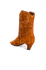 KHAITE Dallas Ankle Boots in Caramel, view 3, click to view large image.