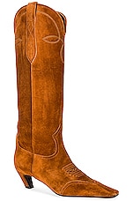 KHAITE Dallas Knee High Boots in Caramel, view 2, click to view large image.