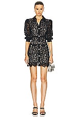 L'AGENCE Kamala Lace Mini Dress in Black, view 1, click to view large image.
