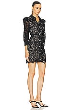 L'AGENCE Kamala Lace Mini Dress in Black, view 2, click to view large image.