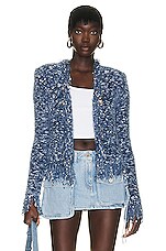 L'AGENCE Azure Cardigan Blazer in Blue Multi | FWRD