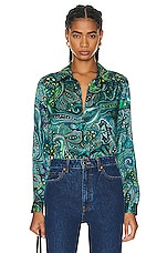 L'AGENCE Tyler Long Sleeve Shirt in Lagoon, view 1, click to view large image.