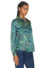 L'AGENCE Tyler Long Sleeve Shirt in Lagoon, view 2, click to view large image.