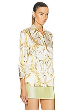 L'AGENCE Dani 3/4 Sleeve Blouse in Ecru Multi Oversized Chain, view 2, click to view large image.