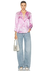 L'AGENCE Dani 3/4 Sleeve Blouse in Lilac Snow Decorated Paisley, view 4, click to view large image.