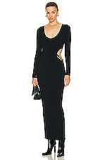 L'AGENCE Sloane Chain Cutout Knit Dress in Black, view 1, click to view large image.