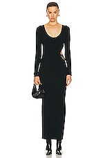 L'AGENCE Sloane Chain Cutout Knit Dress in Black, view 2, click to view large image.