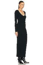 L'AGENCE Sloane Chain Cutout Knit Dress in Black, view 3, click to view large image.