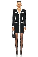 L'AGENCE Uzma V-neck Mini Dress in Black & White, view 1, click to view large image.