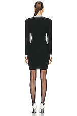 L'AGENCE Uzma V-neck Mini Dress in Black & White, view 3, click to view large image.
