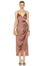 L'AGENCE Amilia Cami Wrap Dress in Sparrow, view 1, click to view large image.