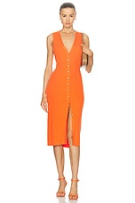 L'AGENCE Domino Sleeveless Button Dress in Tangerine, view 1, click to view large image.