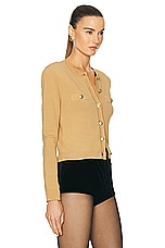 L'AGENCE Toulouse Cropped Cardi in Soft Camel, view 2, click to view large image.