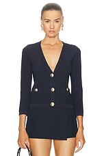 L'AGENCE Irwin Pointle Cropped Cardi in Midnight, view 1, click to view large image.