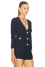 L'AGENCE Irwin Pointle Cropped Cardi in Midnight, view 2, click to view large image.