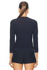 L'AGENCE Irwin Pointle Cropped Cardi in Midnight, view 3, click to view large image.