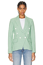 L'AGENCE Kenzie Double-Breasted Blazer in Grass Green, view 1, click to view large image.