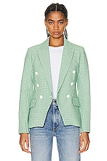 L'AGENCE Kenzie Double-Breasted Blazer in Grass Green, view 2, click to view large image.