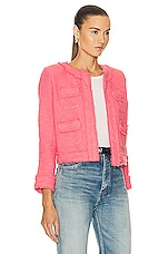 L'AGENCE Keaton Jacket with Fringe in Coral Rose, view 2, click to view large image.