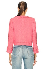 L'AGENCE Keaton Jacket with Fringe in Coral Rose, view 3, click to view large image.