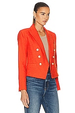 L'AGENCE Brooke Double Breasted Crop Blazer in Fire Red, view 2, click to view large image.