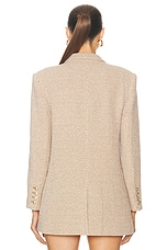 L'AGENCE Riva Knit Double Breasted Blazer in Tan & Ivory, view 4, click to view large image.