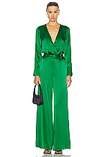 L'AGENCE Gavin Wide Leg Pant in Sea Green, view 4, click to view large image.