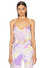 L'AGENCE Jane Spaghetti Strap Top in Light Orchid Multi Saint Martin, view 1, click to view large image.