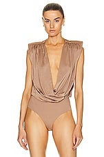 L'AGENCE Akari Bodysuit in Ginger Snap, view 2, click to view large image.