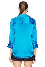 L'AGENCE Dani 3/4 Sleeve Blouse in Neon Blue, view 3, click to view large image.