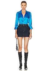 L'AGENCE Dani 3/4 Sleeve Blouse in Neon Blue, view 4, click to view large image.