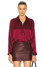 L'AGENCE Tyler Blouse in Dark Bordeaux, view 1, click to view large image.