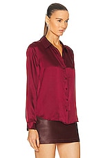 L'AGENCE Tyler Blouse in Dark Bordeaux, view 2, click to view large image.