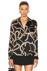 L'AGENCE Tyler Blouse in Black & Gold Chain, view 1, click to view large image.