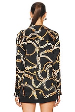 L'AGENCE Tyler Blouse in Black & Gold Chain, view 3, click to view large image.