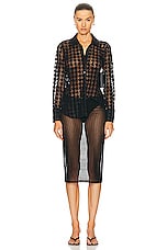 L'AGENCE Hailey Tall Cuff Shirt in Black Houndstooth, view 4, click to view large image.