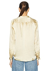L'AGENCE Bianca Band Collar Blouse in Marzipan, view 3, click to view large image.