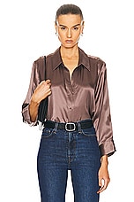 L'AGENCE Dani Sleeve Blouse in Deep Taupe, view 1, click to view large image.
